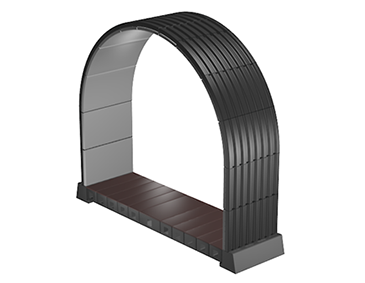 Black ribbed underground Hercules Structure 16’ Dome Extension Module