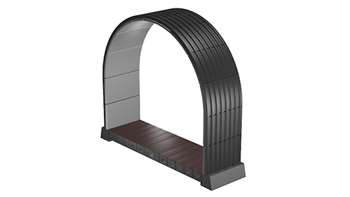 Underground Dome Extensions Black ribbed underground Hercules Structure 16’ Dome Extension Module