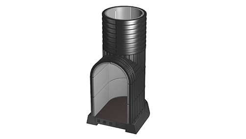 Underground Vertical Access Black ribbed underground Hercules Structure Vertical Access Module